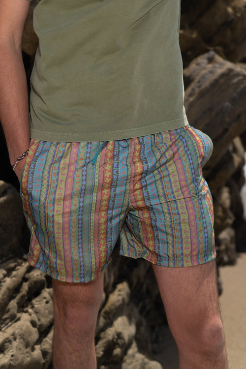 80's Stripe Swim Short