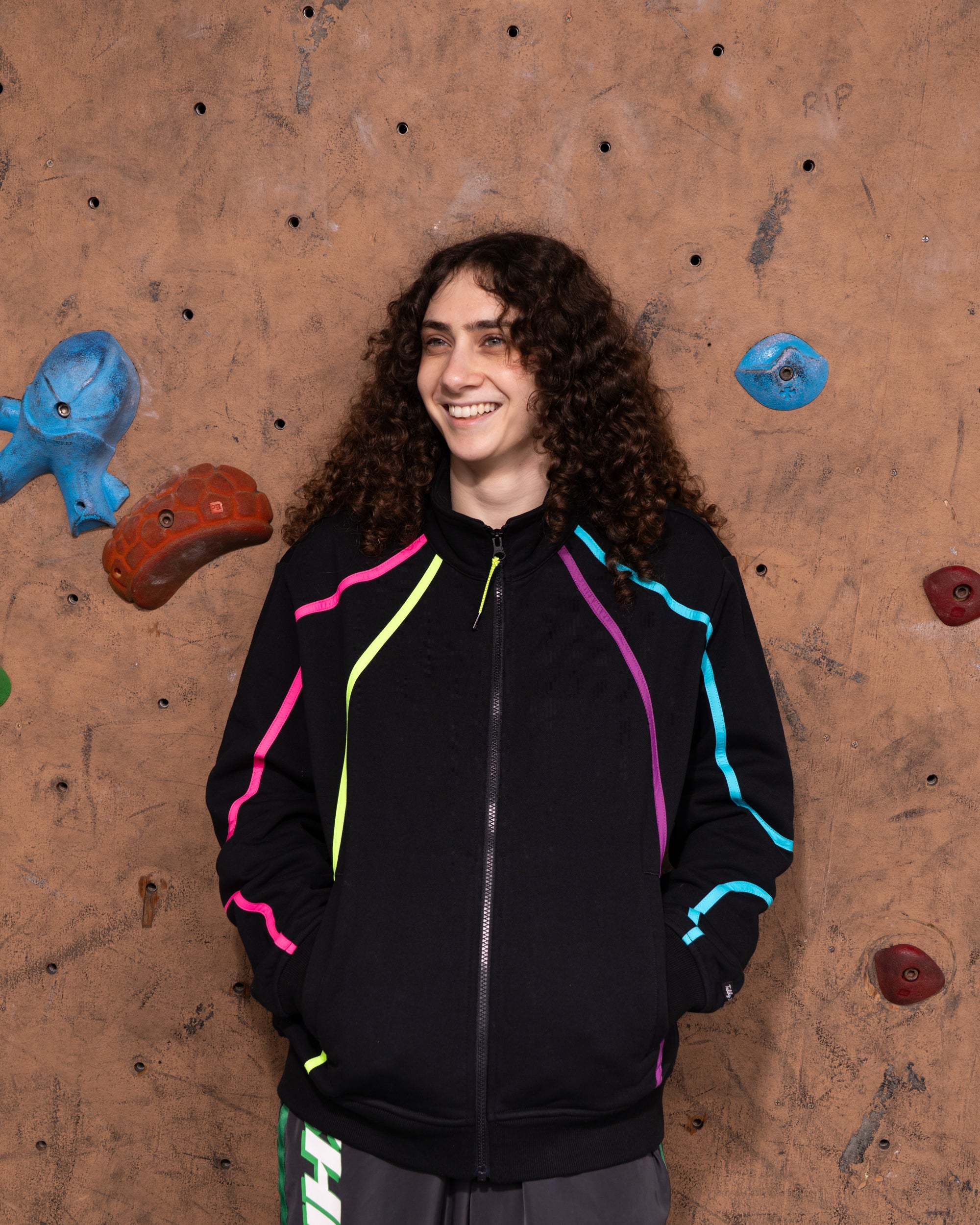 Retro Neon Piping Zip Sweatshirt
