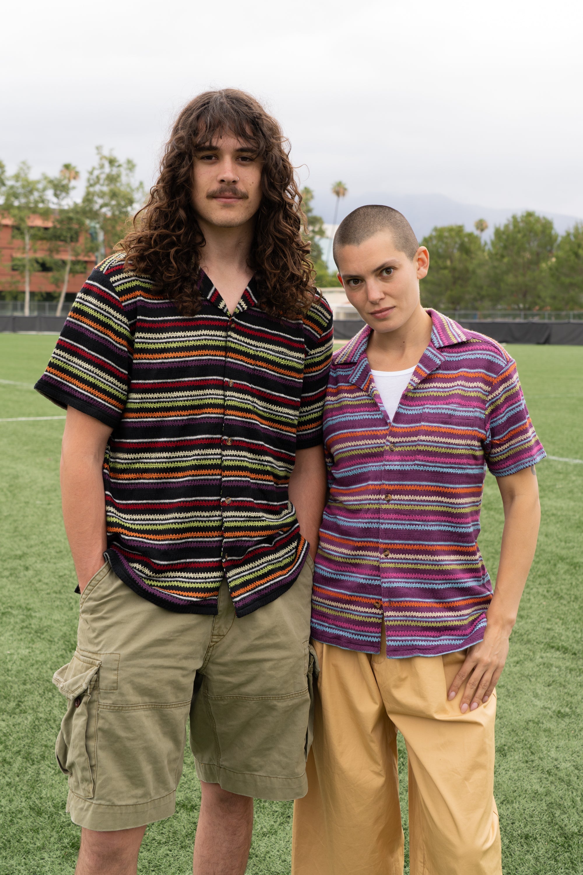 Knit Stripe Camp Shirt